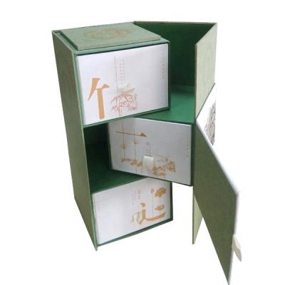 China Handmade new design high quality 3 rows rotating gift box for tea leaf packaging for sale