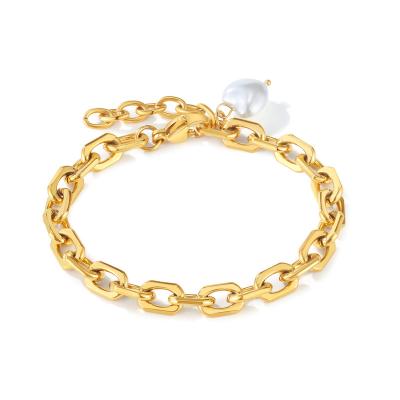 China Wholesale Hiphop Stainless Steel Link Chain Bracelet Fashion Jewelry Personality 18k Gold Plated Stainless Steel Bracelet for sale