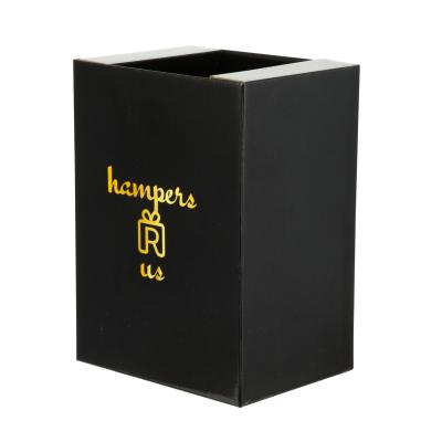 China Recyclable High Quality Christmas Gold Wine Packaging Beverage Black Hot Stamping Printing Paper Gift Box for sale