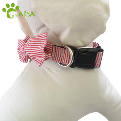 China Free Sample Sustainable Adjustable Custom Nylon Bow Tie Dog Leather Collar for sale