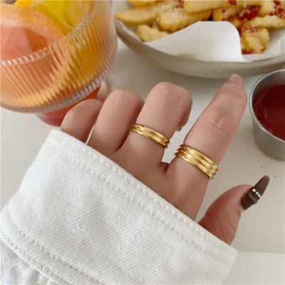 China FASHIONABLE Super Quality Fashion Stainless Steel Couples Ring For Couples Chunky Gold Plated Multiturn Women for sale