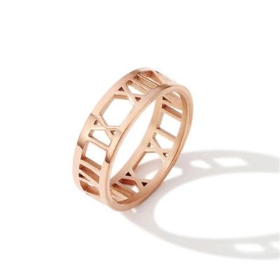 China Wholesale Custom FASHIONABLE Stainless Steel Jewelry Rose Gold Plated Roman Numerals Couple Ring From China for sale