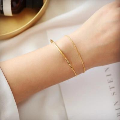 China Wholesale FASHIONABLE Women Anklet Chain Gold Plated Stainless Steel Satomi Ishihara Double Layer Bracelet for sale