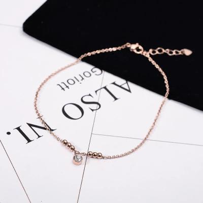 China FASHIONABLE Zircon Wholesale Custom Jewlrey Rose Gold Anklet Six Beans Chain Anklet Pendant for sale