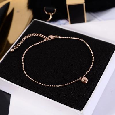 China 2021 Titanium Steel Rose Gold Color Round Anklet Korea FASHIONABLE Gold Jewlrey Color Pendant for sale