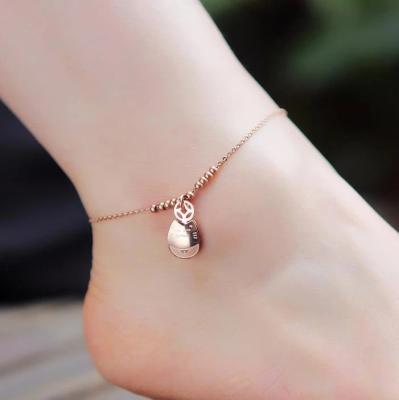 China FASHIONABLE Rose Gold Anklet Elegant Fortune Cat Chain Adjustable Charm Personalized titanium steel anklets for sale