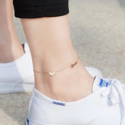 China High Quality 14k Rose Gold Titanium Steel Cuban Anklet Rose Gold FASHIONABLE Elegant Letter Chain Anklet for sale