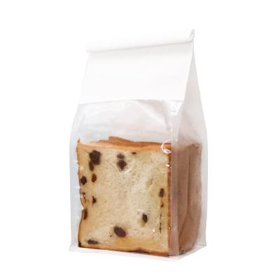 China Recycled Materials Kraft Paper Bread Bags Bakery Pouch With Window Tin Tie Tab Pouches Kraft Paper Bread Loaf Bag With Clear Front Window for sale