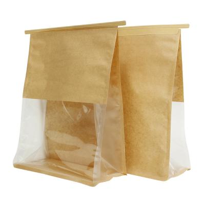 China Recycled Materials Kraft Paper Bag Eight-sided Standing Zipper Bag Brown Paper Bags With Handles for sale