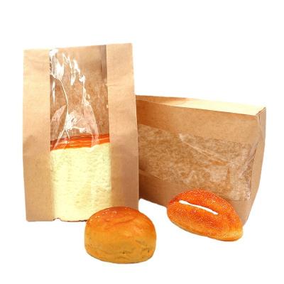 China Recycled Materials Toast Paper Bag Sandwich Bakery Bread Kraft Paper Bag With Window for sale