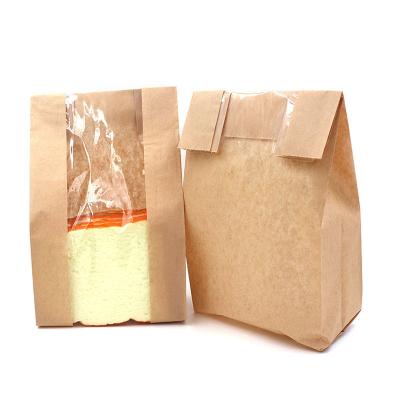 China Recycled Materials Toast Paper Bag Sandwich Bakery Bread Kraft Paper Bag With Window for sale