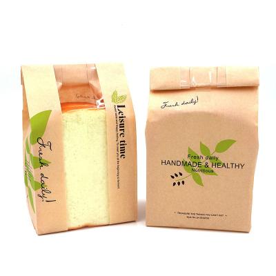 China Recycled Materials Toast Paper Bag Sandwich Bakery Bread Kraft Paper Bag With Window Ban Air Hole Baguette Bags for sale