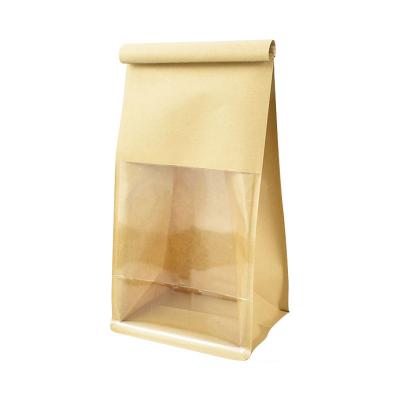 China Recycled Materials Kraft Paper Bags For 5-7 Pieces Toast Or Bread With Clear Window for sale