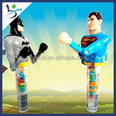 China Promotional Plastic Candy Toy Candy Dispenser With Superhero Boxing Functions for sale