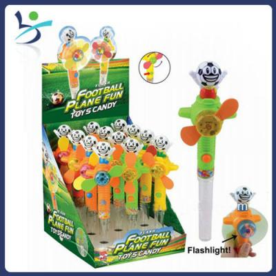 China Cartoon Toys Funny Flashlight Soccer Airplane Fan Candy Toy for sale