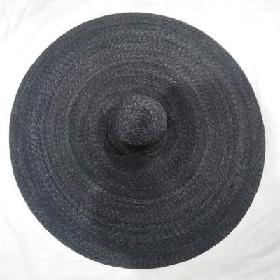 China Large Size Black Color Straw Hat For Ladies Natural Raw Material Dye Fashion 37cm Brim Hat Eco-friendly Wde for sale