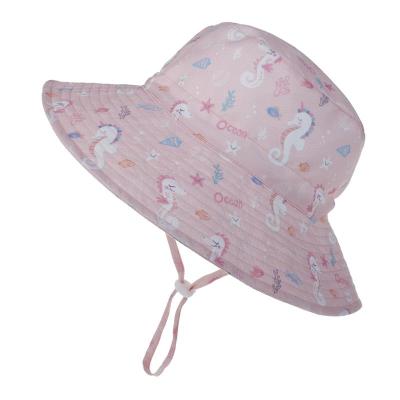 China Eco-Friendly Reversible Baby Bucket Hat Boys Girls Beach Hat Toddler Wide Brim Sun Protection Hat With Toggle for sale