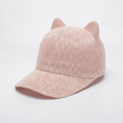 China Lovely JOINT Solid Color Cat Ear Baseball Sport Caps For Ladies for sale