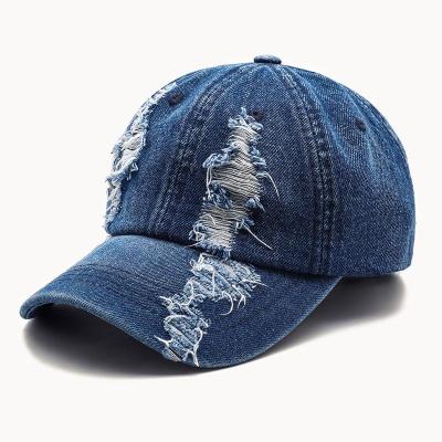 China COMMON Women Fashion Denim Hat Summer Leisure Sun Visor Hat Trend Hole Baseball Cap Hip Hop Sports Outdoor Hat for sale