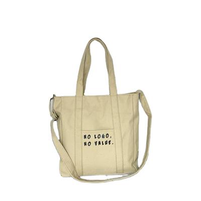 China Messenger Bag Natural Cotton Material Eco-friendly Canvas Women Literary Female Street Single Shoulder Bag With Strap for sale