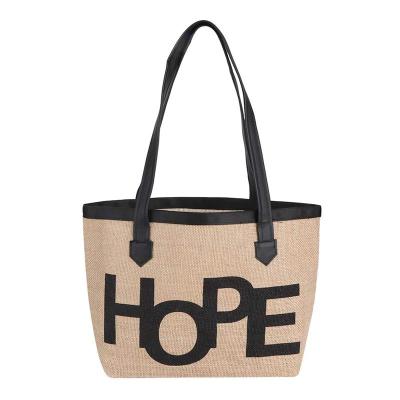 China Custom Canvas Bag Handle Gift Leather Gift Hope Factory Eco-Friendly Material Print Natural Cotton Canvas Beach Bag For Vacation for sale