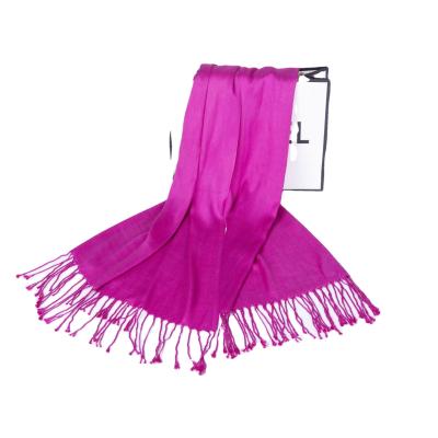 China Soft Ladies Long Solid Dyed Viscous Rayon Women Scarf Turban Shawl With Tassel for sale