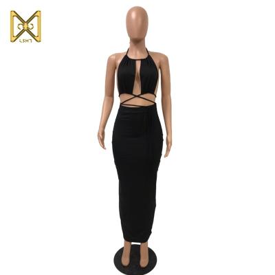 China 2020 Design Sexy Sleeveless Two Pieces Woman Fashion Summer Sexy Tops and Skirt Fashion Suit for sale