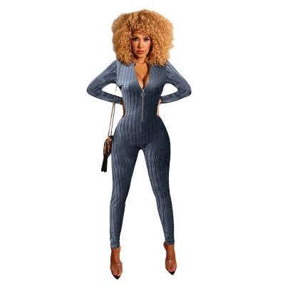 Chine women Jumpsuit 2021 New Velvet Sexy Bodycon One Piece Rompers Women Long Sleeve Jumpsuit à vendre