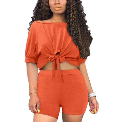 China Ladies T-shirt Short Sleeve Shorts Set Summer Casual Sexy Breathable Tops Short Sleeve Tracksuit for sale