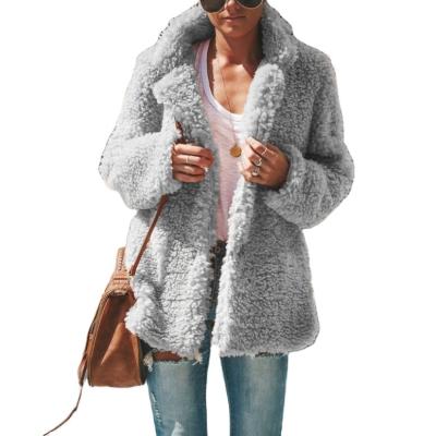 Chine Women's coat autumn and winter 2020 new plush lapel solid color loose coat cardigan long sleeve women à vendre