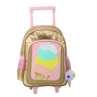 China Kids School Trolley Bag For Kids Wheeled Bag Student Bookbags Cake With Decoration High Quality And Durable Oxford for sale