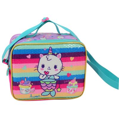 China Waterproof Cute Cat Lunch Bag 3 Sets School Bag For Kids Children Cooler Bag for sale