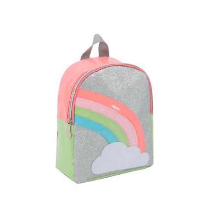 China 2021 GIRLS Outdoor Patent Leather Girl Backpack Bag Rainbow Picnic Causal Travel Bag for sale