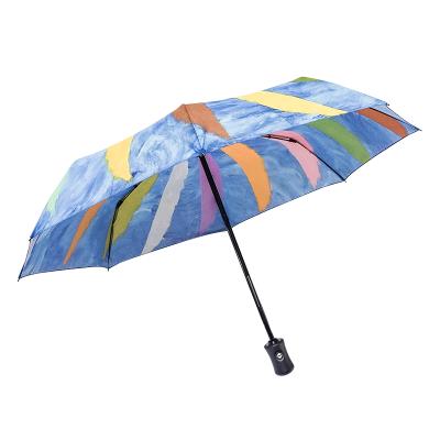 China 2021 New Minimalist Custom Printing Automatic Open And Close Portable Rain Umbrella Three Folds Umbrella for sale