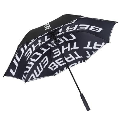 China Eclectic Double Canopy Fiberglass Windproof Waterproof LOGO Printing Stick Golf Umbrellas Automatic Open 60 Inches for sale