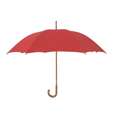 China All In 1 Stick High Quality Red Commercial Sun Fashion Umbrella Wooden Handle for sale