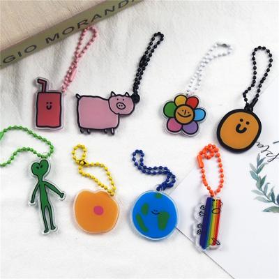 China 2021 hot-selling cute school cartoon goods jewelry bag girl INS double-sided logo pendant bag acrylic key chains for sale