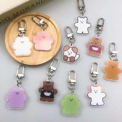 China Cute INS wind hot bear suits Airpods earphone cover device school bag jewelry hanging girl acrylic key chain for sale