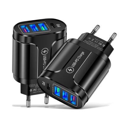 China Mobile Phone Multi-port 5V/2.4A American Standard Travel Home Charger 3USB+Type-C European Standard British Standard Charger New for sale