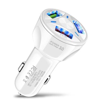 China New products car charger qc3.0 car 3.1A one with three fast usb car charger QC 3.0 car mobile phone charger for sale