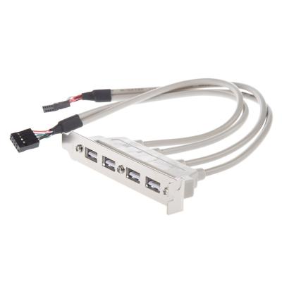 China Multimedia MainBoard 4 Left USB 2.0 to 9 Pin Header Bracket Extension Cable for sale