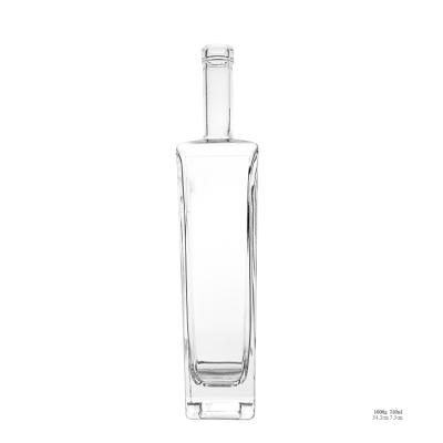 China High Quality Empty Beverage Whiskey Glass Bottle 750ml Square Glass Bottle With Cork for sale