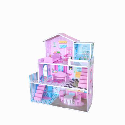 China Wood 2022 Hot New WEIFU Doll House Girls Love Pink Exquisite Wooden Doll House Doll House for sale