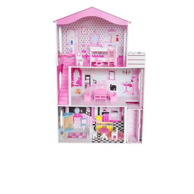 China Hot Selling Doll House Doll House Birthday Gift Pink Cute Wooden House Wooden Cute Children's Favorite Miniature Toys for sale