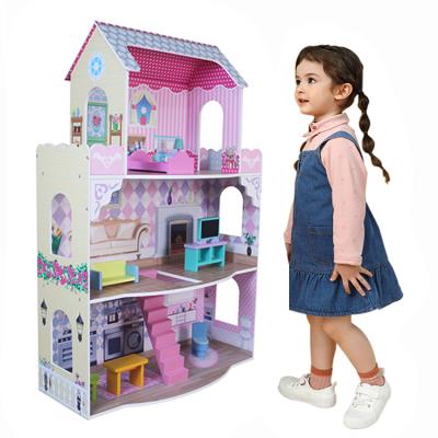 China DIY TOY Dollhouse Accessories Miniature Pink Dollhouse Assemble Beautiful Great For Kids for sale