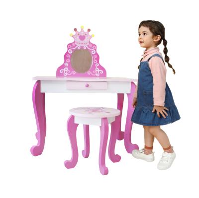 China Modern children's princess mirror children's dressing table little girl makeup table chair contemporary set design for sale