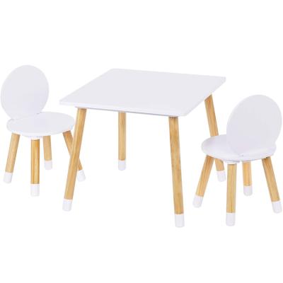 China Zero Hot Sale 3 Piece Kid White Table Chairs Kids Set Table with 2 Set Chairs for Toddlers for sale