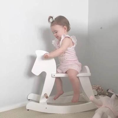 China Wholesale Cheap Safe Indoor Funny Baby Toy WEIFU Wooden White Rocking Horse Kids Safe for sale