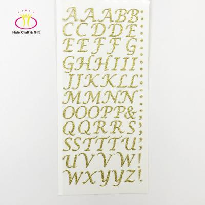 China Colorful Silver Letter Mini Die Cut Custom Decorative Sticker Gold Adhesive Glitter Vinyl Alphabet Sticker for sale