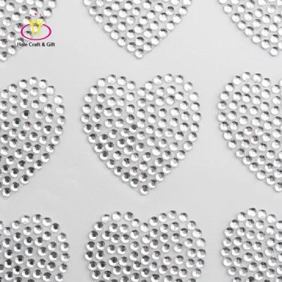 China Decorative Heart DIY Sticker Rhinestone Adhesive Sticker Sheets for sale